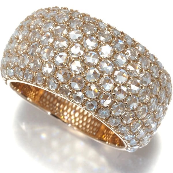 ROSE-CUT DIAMOND PAVED RING 18K 750 ROSE GOLD: Rose-cut Diamond Paved Ring 18K 750 Rose Gold Brand: Unbranded Type: Ring Material: 18K / 750 / Rose Gold Main Stone/Creation Natural Color: None Size: US 6 - 6.25 Accessories: None Access