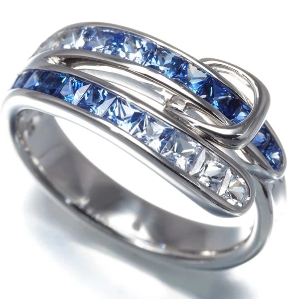JEUNET RING SAPPHIRE BELT 18K 750 WHITE GOLD: Jeunet Ring Sapphire Belt 18K 750 White Gold Brand: Jeunet Type: Ring Material: 18K / 750 / White Gold Main Stone/Creation Natural Color: None Size: US 6.5-6.75 Accessories: None Accessories