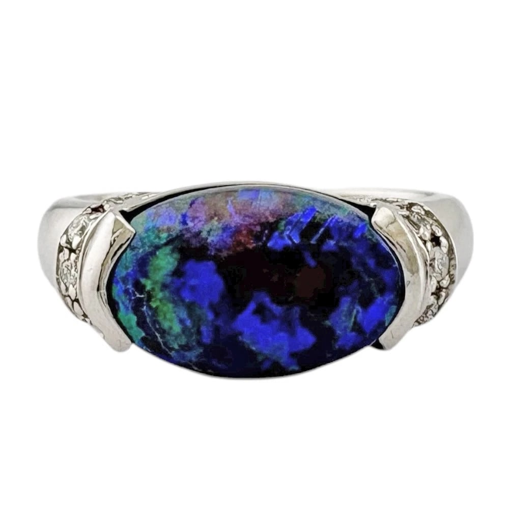 RING PT900PLATINUM OPAL DIAMOND: Ring Pt900Platinum opal diamond Brand: Unbranded Type: Ring Material: Pt900Platinum Main Stone/Creation opal Color: Silver Size: US 5 3/8 Accessories: None Accessories Notice: When purchas