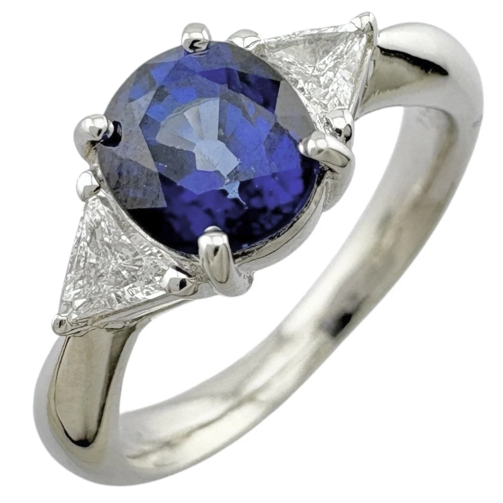 RING PT900PLATINUM SAPPHIRE DIAMOND: Ring Pt900Platinum sapphire diamond Brand: Unbranded Type: Ring Material: Pt900Platinum Main Stone/Creation sapphire Color: Silver Size: US 4 1/2 Accessories: None Accessories Notice: When