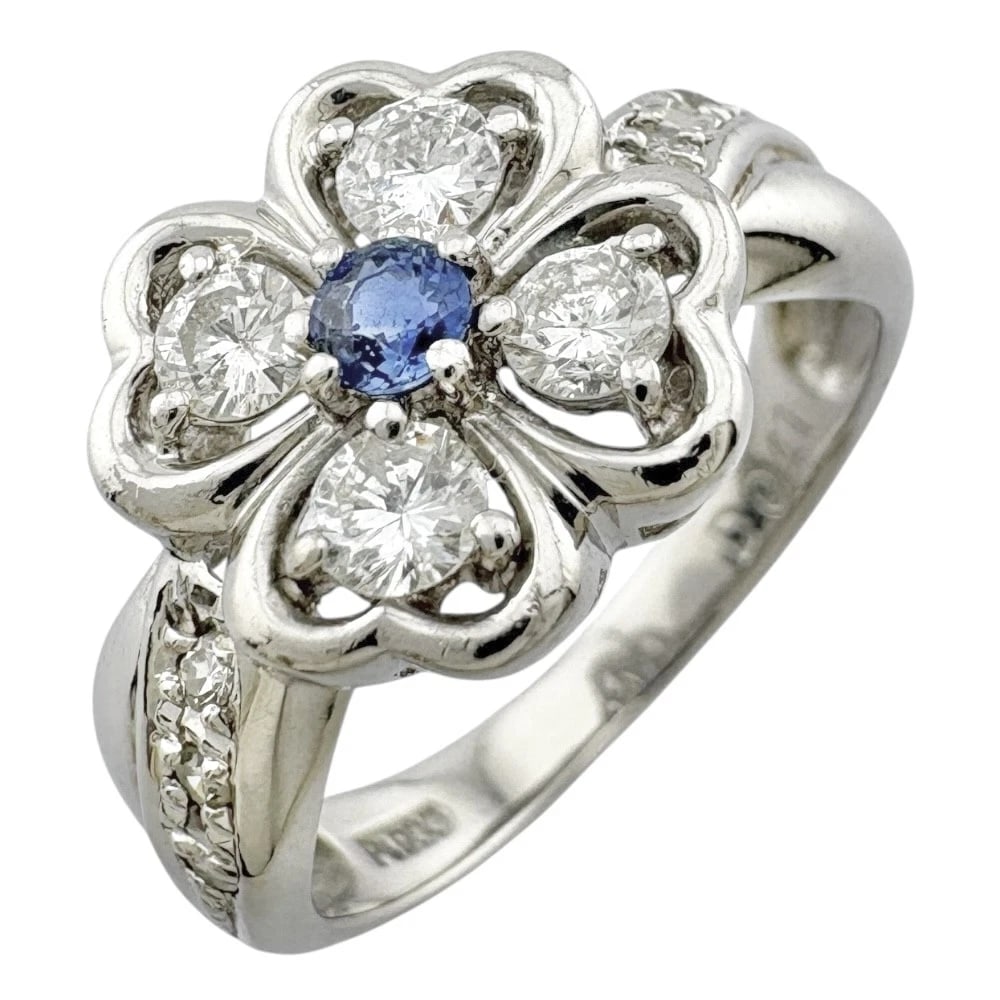 RING PT900PLATINUM SAPPHIRE DIAMOND (1 of 5)