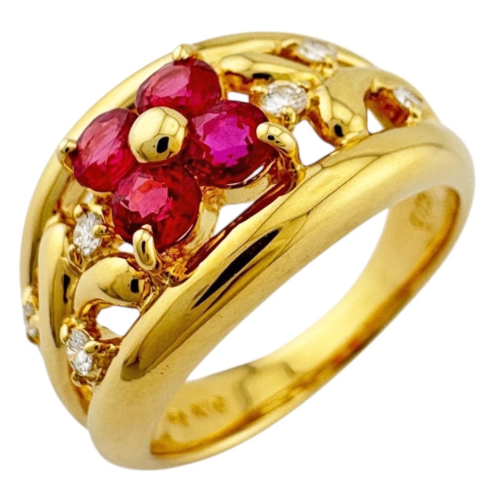 TASAKI RING K18 YELLOW GOLD RUBY DIAMOND: TASAKI Ring K18 yellow gold Ruby diamond Brand: TASAKI Type: Ring Material: K18 yellow gold Main Stone/Creation Ruby Color: gold Size: US 5 1/2 Accessories: None Accessories Notice: When p
