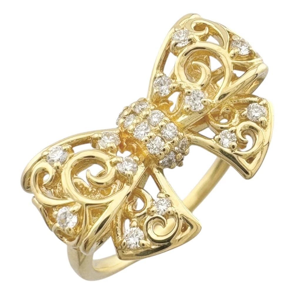 PONTE VECCHIO RING K18 YELLOW GOLD DIAMOND BOW: Ponte Vecchio Ring K18 yellow gold diamond bow Brand: Ponte Vecchio Type: Ring Material: K18 yellow gold Main Stone/Creation Natural Color: gold Size: US 6 3/8 Accessories: None Accessories