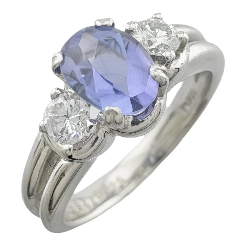 RING PT900PLATINUM TANZANITE DIAMOND: Ring Pt900Platinum Tanzanite diamond Brand: Unbranded Type: Ring Material: Pt900Platinum Main Stone/Creation Tanzanite Color: Silver Size: US 6 1/2 Accessories: None Accessories Notice: When