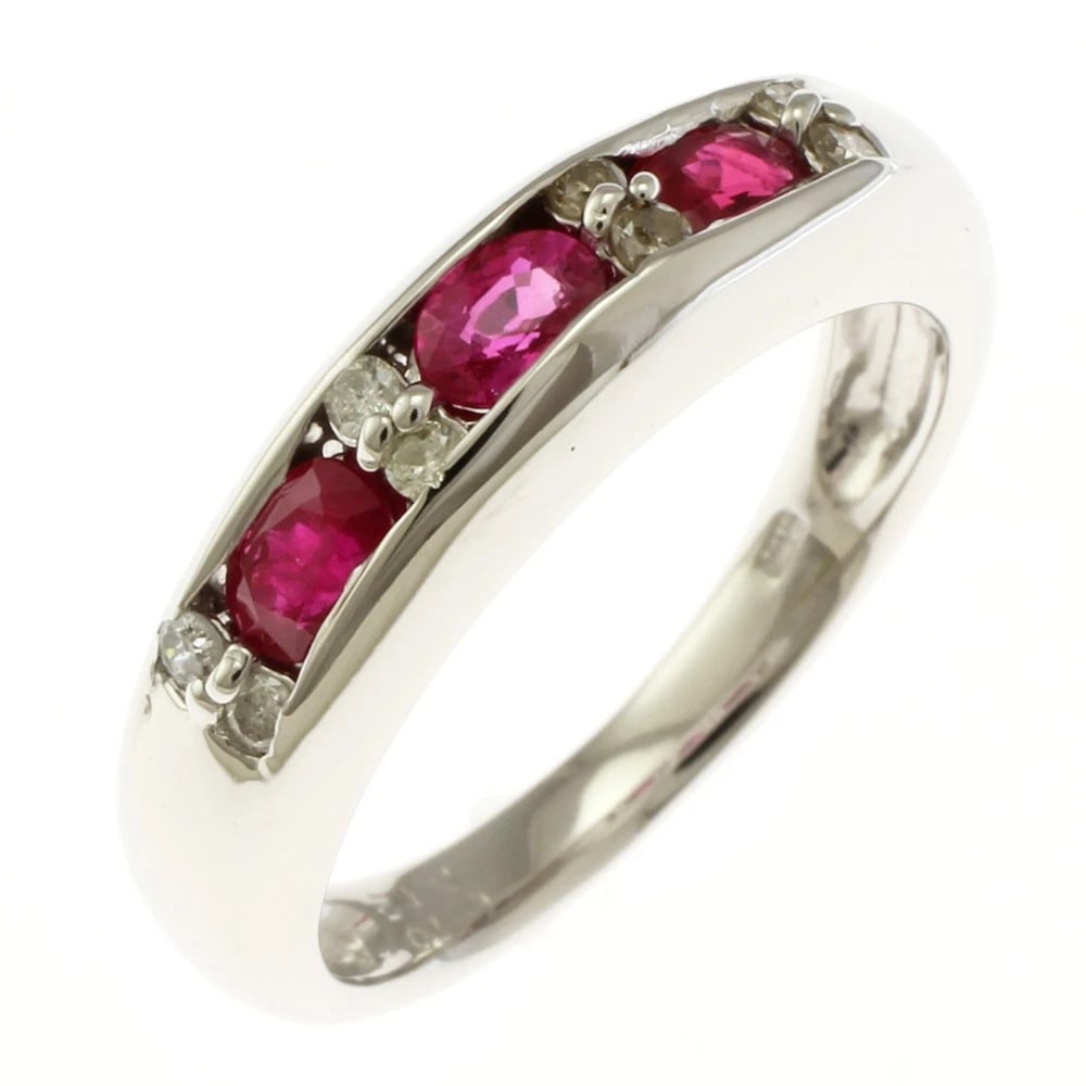 RING K18 WHITE GOLD RUBY DIAMOND: Ring K18 white gold Ruby diamond Brand: Unbranded Type: Ring Material: K18 white gold Main Stone/Creation Ruby Color: Silver Size: US 6 1/8 Accessories: None Accessories Notice: When
