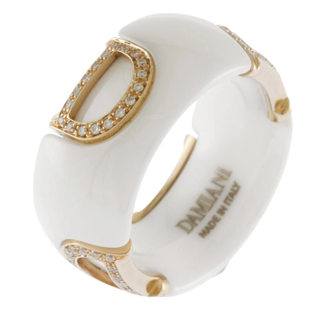 DAMIANI RING WHITE CERAMIC K18 PINK GOLD: Damiani Ring White ceramic K18 Pink Gold Brand: Damiani Type: Ring Material: K18 Pink Gold Main Stone/Creation Natural Color: Pink gold Size: US 6 1/8 Accessories: None Accessories Notice: