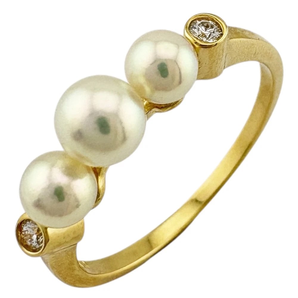 MIKIMOTO RING K18 YELLOW GOLD PEARL DIAMOND: MIKIMOTO Ring K18 yellow gold Pearl diamond Brand: MIKIMOTO Type: Ring Material: K18 yellow gold Main Stone/Creation Pearl Color: gold Size: US 7 Accessories: None Accessories Notice: When