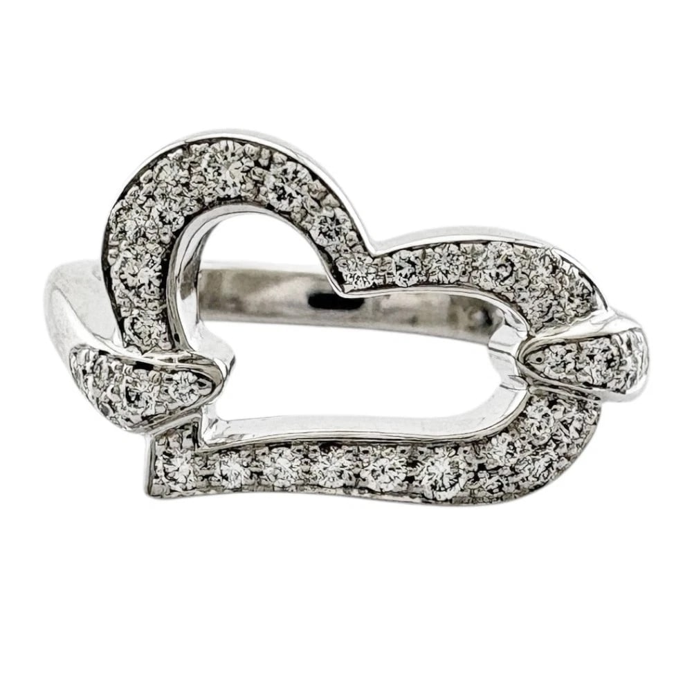 PIAGET RING K18 WHITE GOLD DIAMOND HEART: PIAGET Ring K18 white gold diamond heart Brand: PIAGET Type: Ring Material: K18 white gold Main Stone/Creation Natural Color: Silver Size: US 7 Accessories: None Accessories Notice: When p