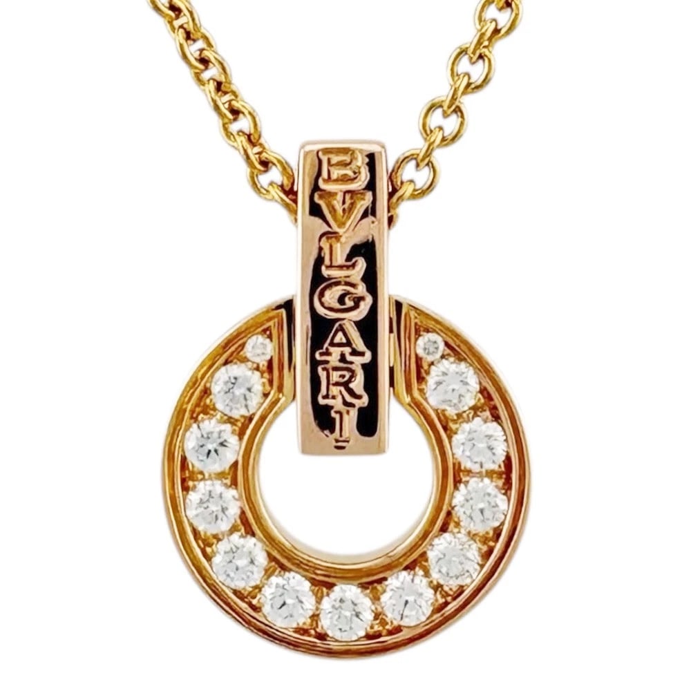 BVLGARI NECKLACE K18 PINK GOLD DIAMOND: BVLGARI Necklace K18 Pink Gold diamond Brand: BVLGARI Type: Necklace Material: K18 Pink Gold Main Stone/Creation Natural Color: Pink gold Size: Size(CM) Total Length:43.5cm Chain width:1.5mm Top:W