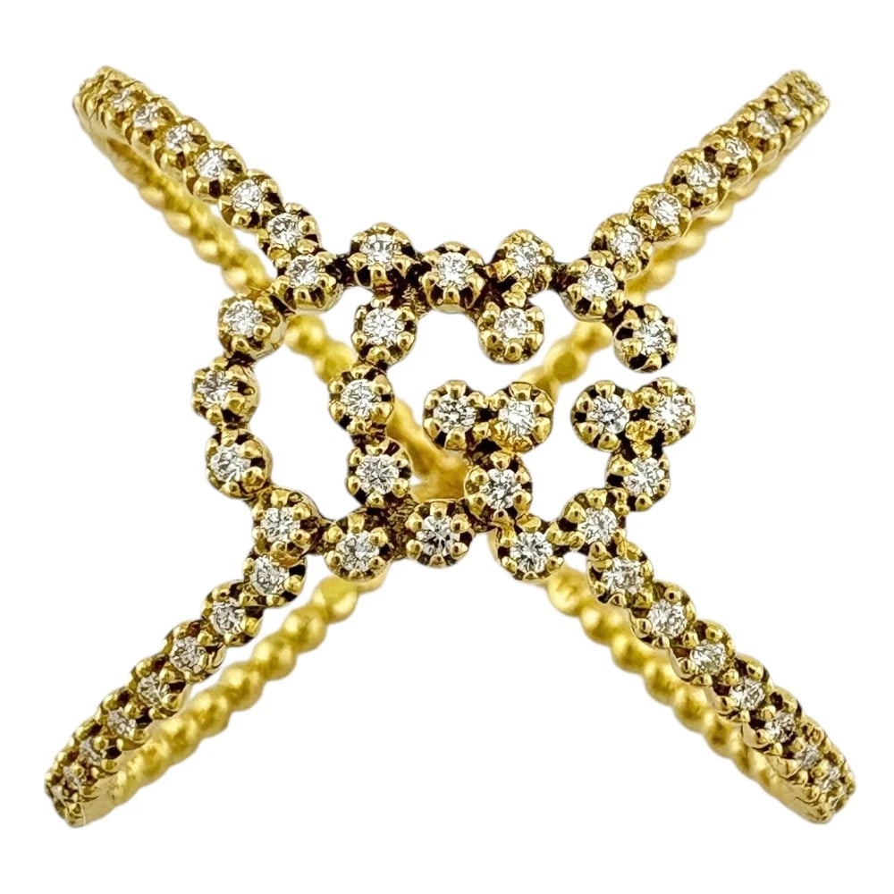GUCCI RING K18 YELLOW GOLD DIAMOND: GUCCI Ring K18 yellow gold diamond Brand: GUCCI Type: Ring Material: K18 yellow gold Main Stone/Creation Natural Color: gold Size: US 5 3/8 Accessories: None Accessories Notice: When purch