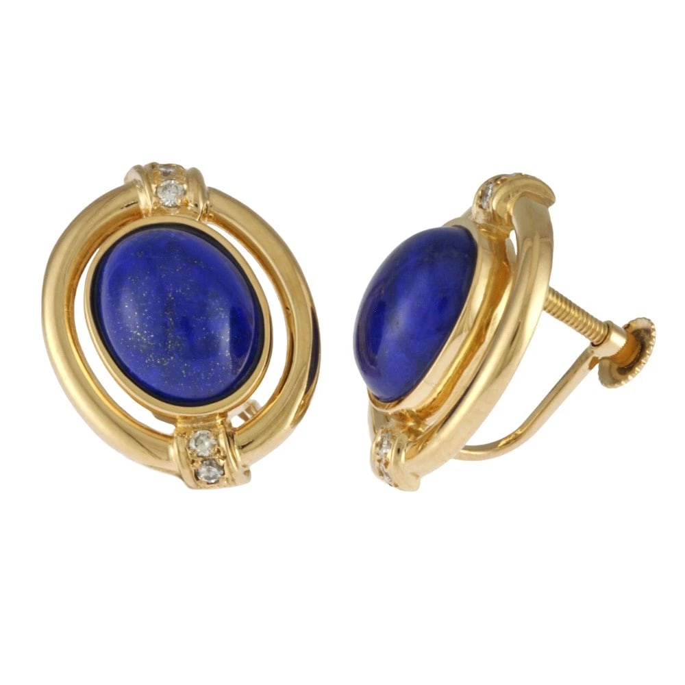 TASAKI EARRING K18 YELLOW GOLD LAPIS LAZULI (1 of 2)