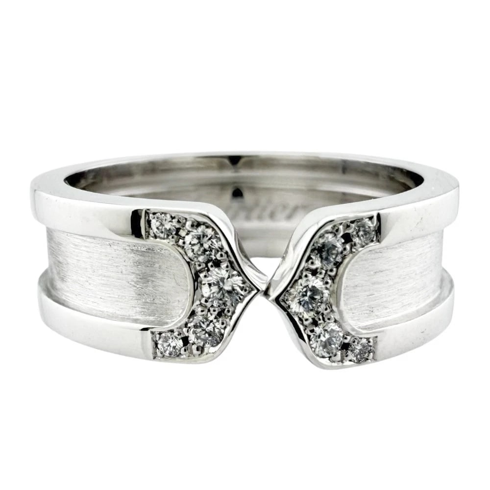 CARTIER RING K18 WHITE GOLD DIAMOND 2C: CARTIER Ring K18 white gold diamond 2C Brand: CARTIER Type: Ring Material: K18 white gold Main Stone/Creation Natural Color: Silver Size: US 6 3/8 Accessories: None Accessories Notice: Whe