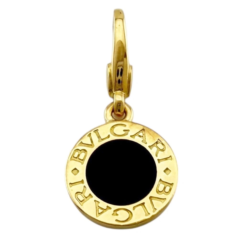 BVLGARI PENDANT TOP K18 YELLOW GOLD ONYX CHARM (1 of 4)