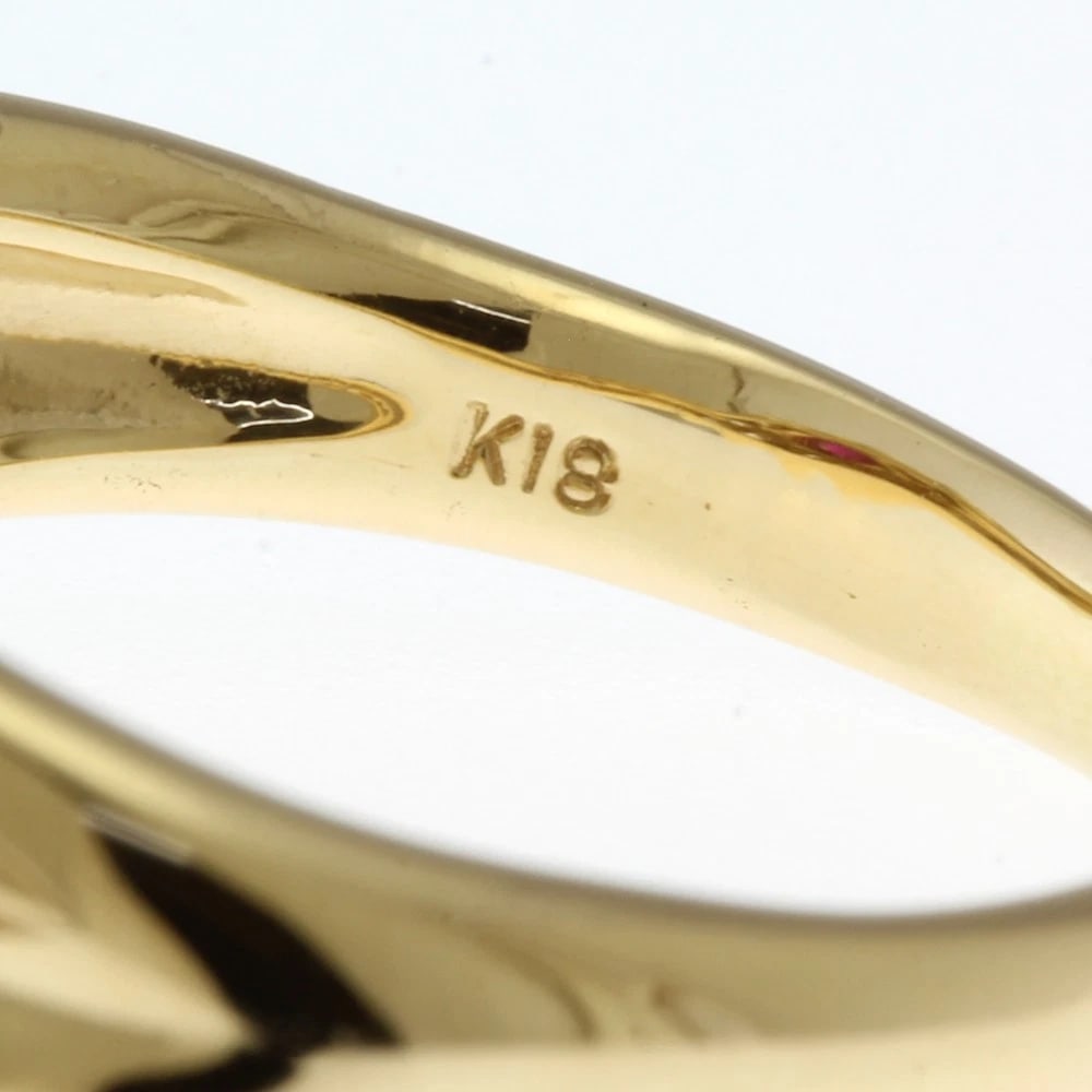 RING K18 YELLOW GOLD RUBY DIAMOND - 4