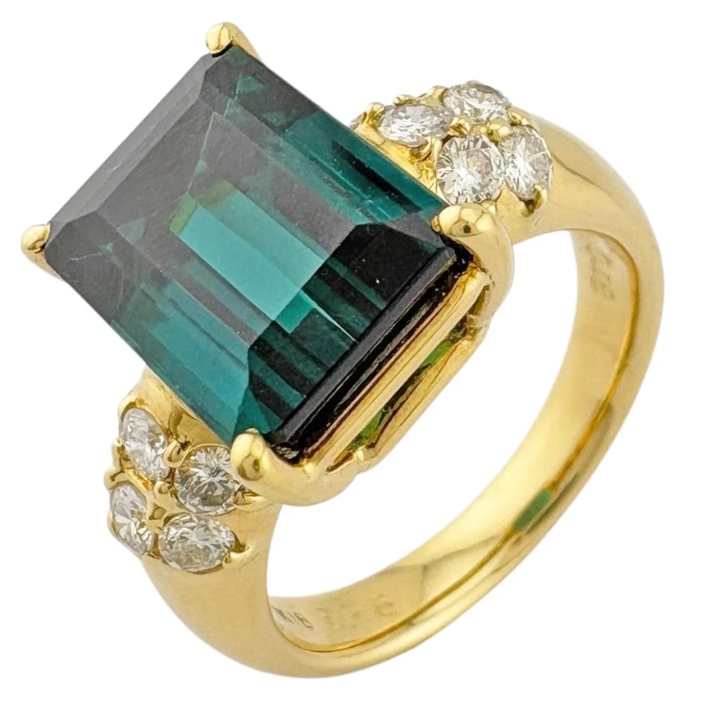 RING K18 GOLD TOURMALINE DIAMOND (1 of 3)