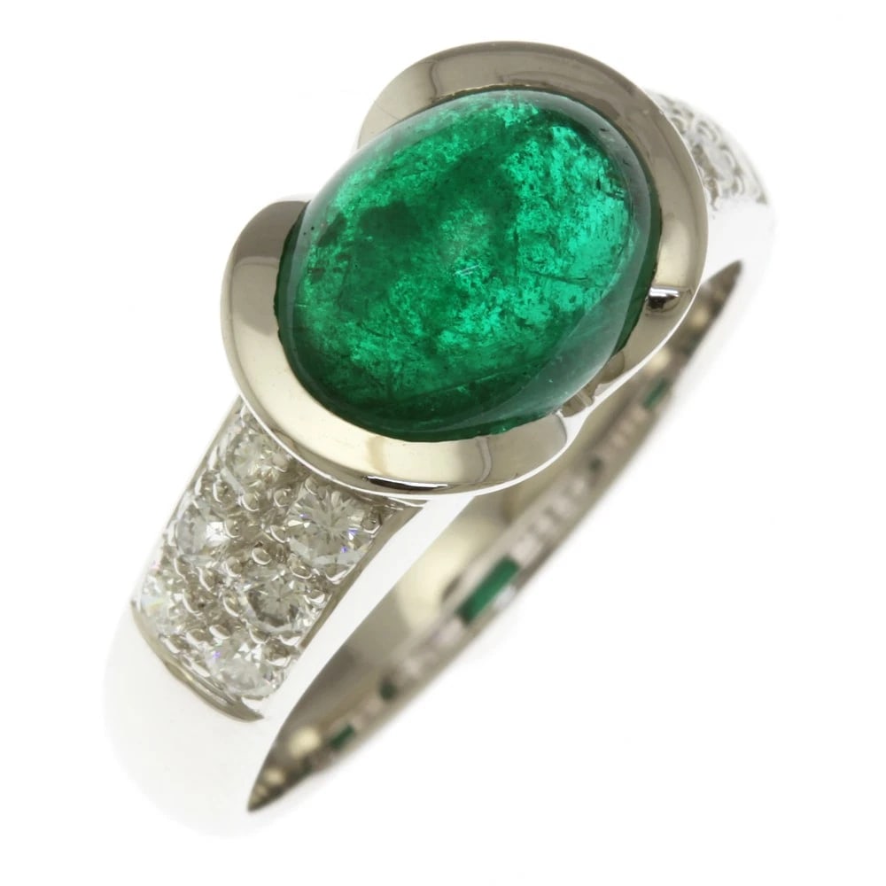 RING K18 WHITE GOLD EMERALD DIAMOND: Ring K18 white gold Emerald diamond Brand: Unbranded Type: Ring Material: K18 white gold Main Stone/Creation Emerald Color: Silver Size: US 6 3/4 Accessories: None Accessories Notice: When