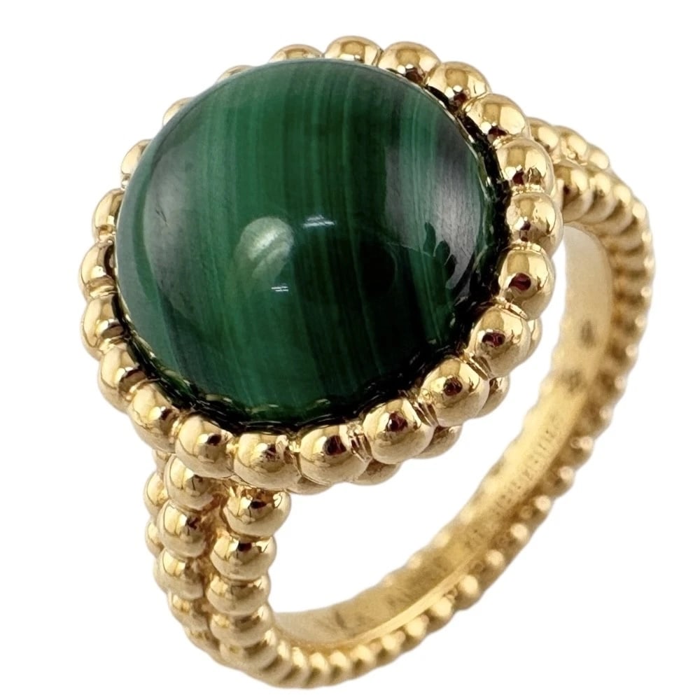 VAN CLEEF & ARPELS RING K18 YELLOW GOLD MALACHITE PERLE: Van Cleef & Arpels Ring K18 yellow gold Malachite Perle Brand: Van Cleef & Arpels Type: Ring Material: K18 yellow gold Main Stone/Creation Malachite Color: gold Size: US 5 Accessories: None
