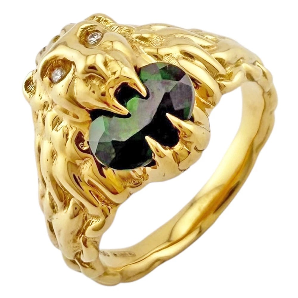 GUCCI RING K18 YELLOW GOLD DIOPSITE DIAMOND (1 of 5)