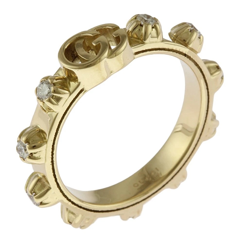 GUCCI RING K18 YELLOW GOLD DIAMOND: GUCCI Ring K18 yellow gold diamond Brand: GUCCI Type: Ring Material: K18 yellow gold Main Stone/Creation Natural Color: gold Size: US 5 Accessories: None Accessories Notice: When purchasin