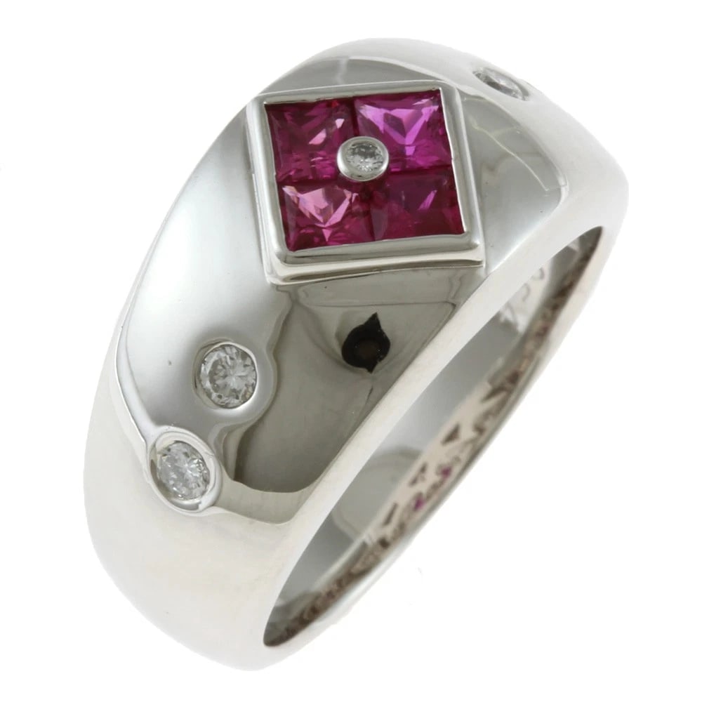 RING PT900PLATINUM RUBY DIAMOND (1 of 9)