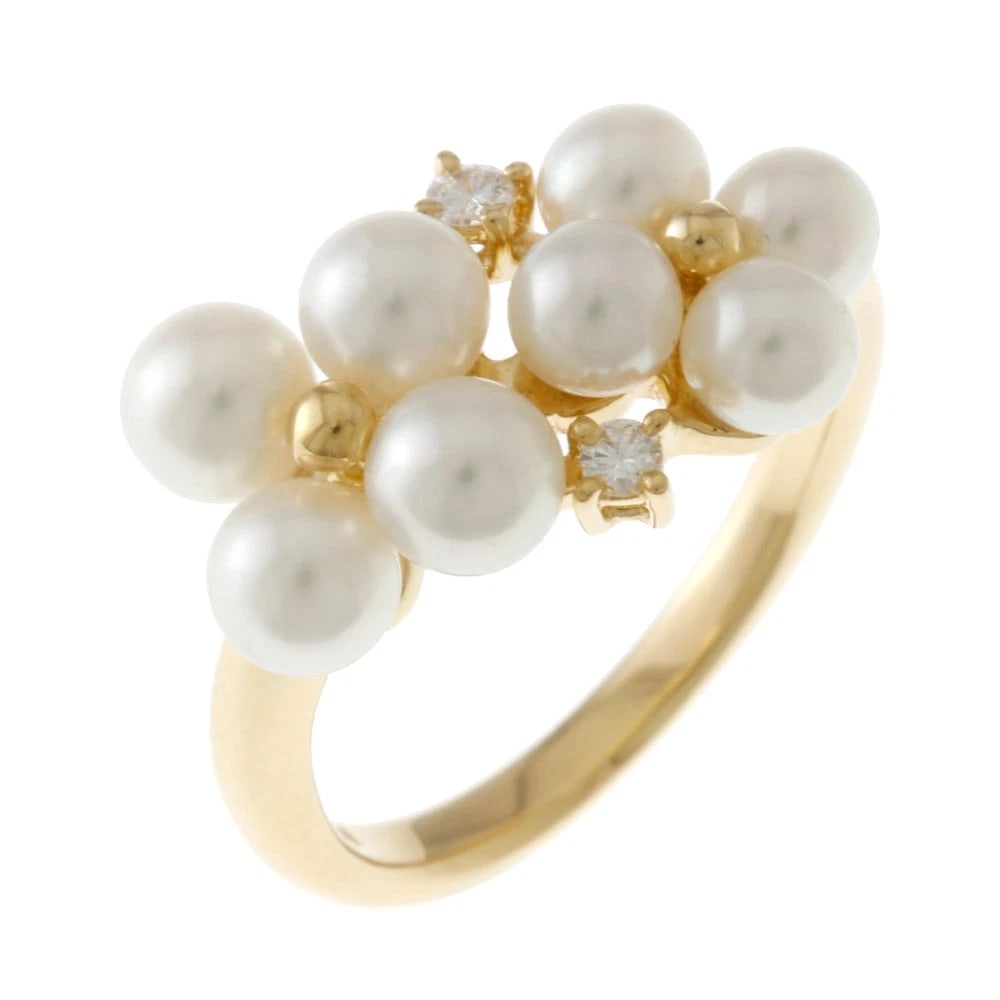RING K18 YELLOW GOLD PEARL DIAMOND (1 of 6)