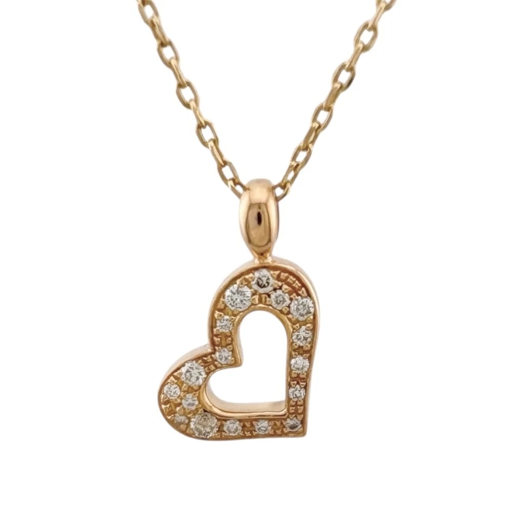 PIAGET NECKLACE K18 PINK GOLD DIAMOND HEART: PIAGET Necklace K18 Pink Gold diamond heart Brand: PIAGET Type: Necklace Material: K18 Pink Gold Main Stone/Creation Natural Color: Pink gold Size: Size(CM) Total Length:42cm Chain width:0.9mm Adj