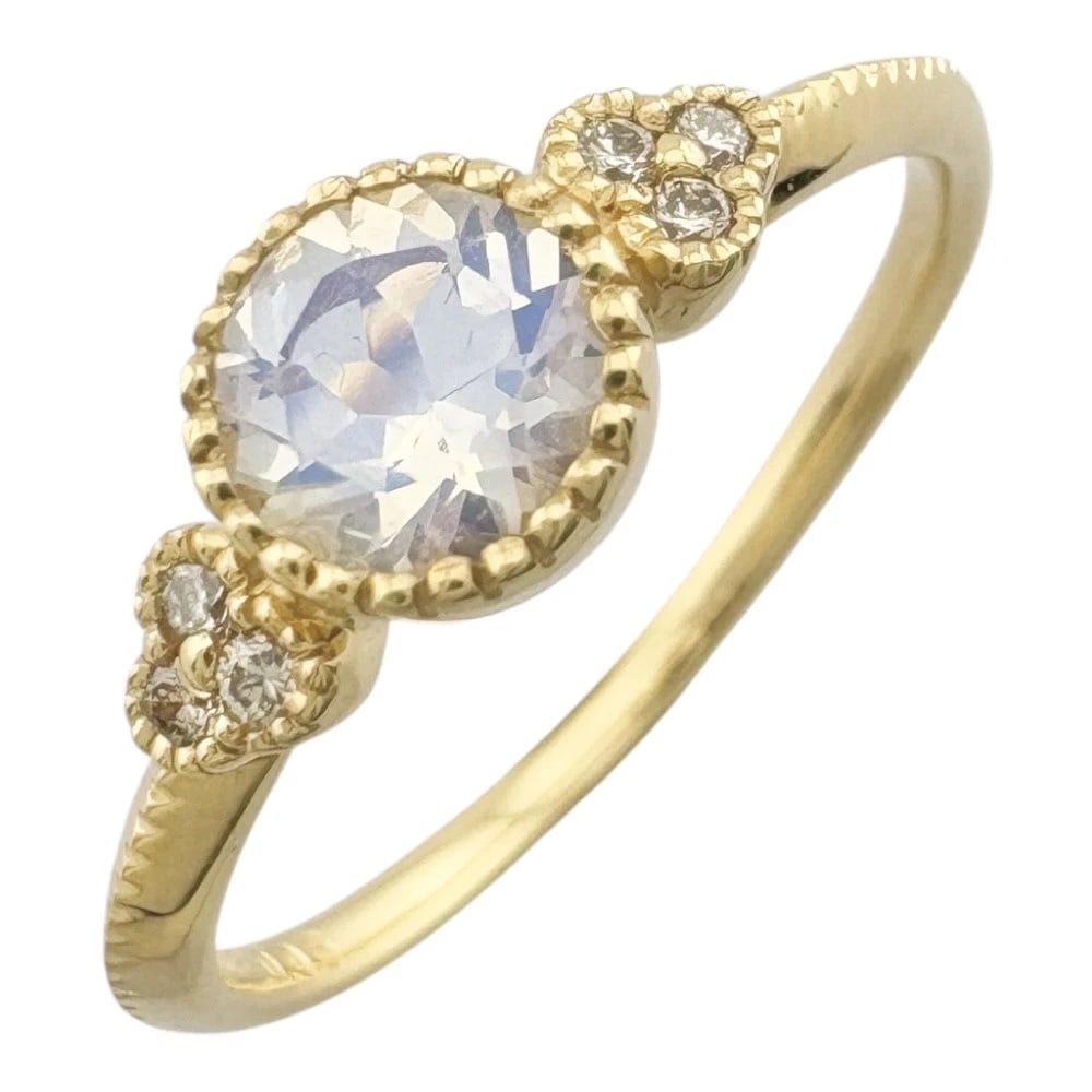 RING K18 YELLOW GOLD LABRADORITE DIAMOND (1 of 4)