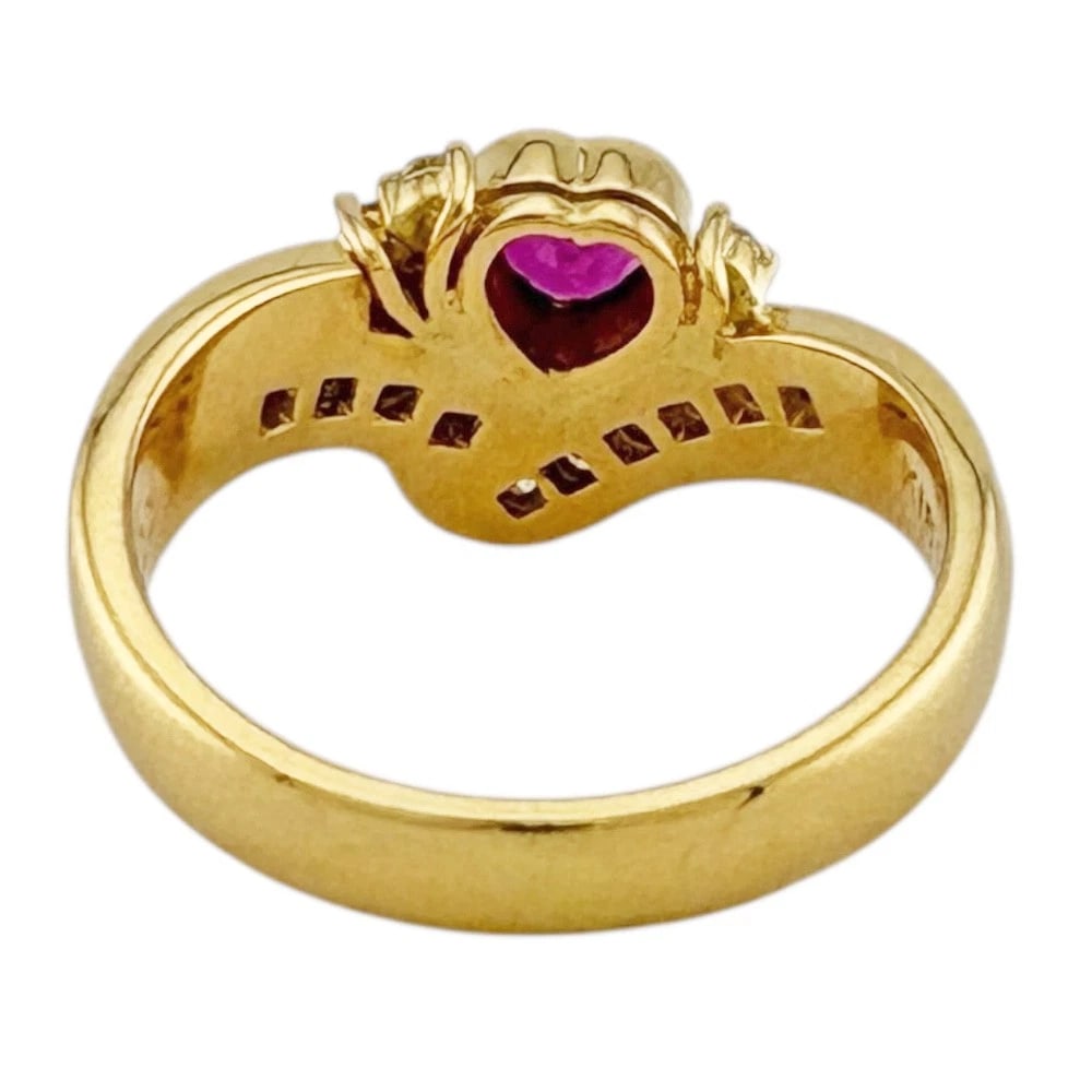 RING K18 YELLOW GOLD RUBY DIAMOND - 3