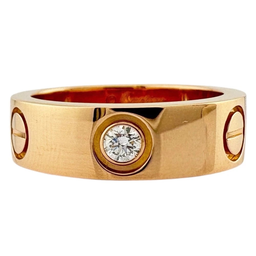CARTIER RING K18 PINK GOLD DIAMOND 3P DIAMOND: CARTIER Ring K18 Pink Gold diamond 3P Diamond Brand: CARTIER Type: Ring Material: K18 Pink Gold Main Stone/Creation Natural Color: Pink gold Size: US 5 Accessories: None Accessories Notice