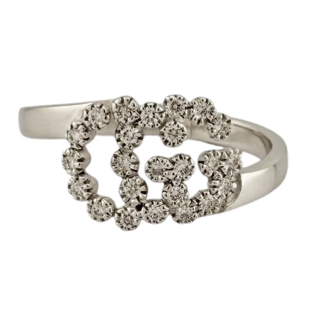 GUCCI RING K18 WHITE GOLD DIAMOND: GUCCI Ring K18 white gold diamond Brand: GUCCI Type: Ring Material: K18 white gold Main Stone/Creation Natural Color: Silver Size: US 4 3/4 Accessories: None Accessories Notice: When