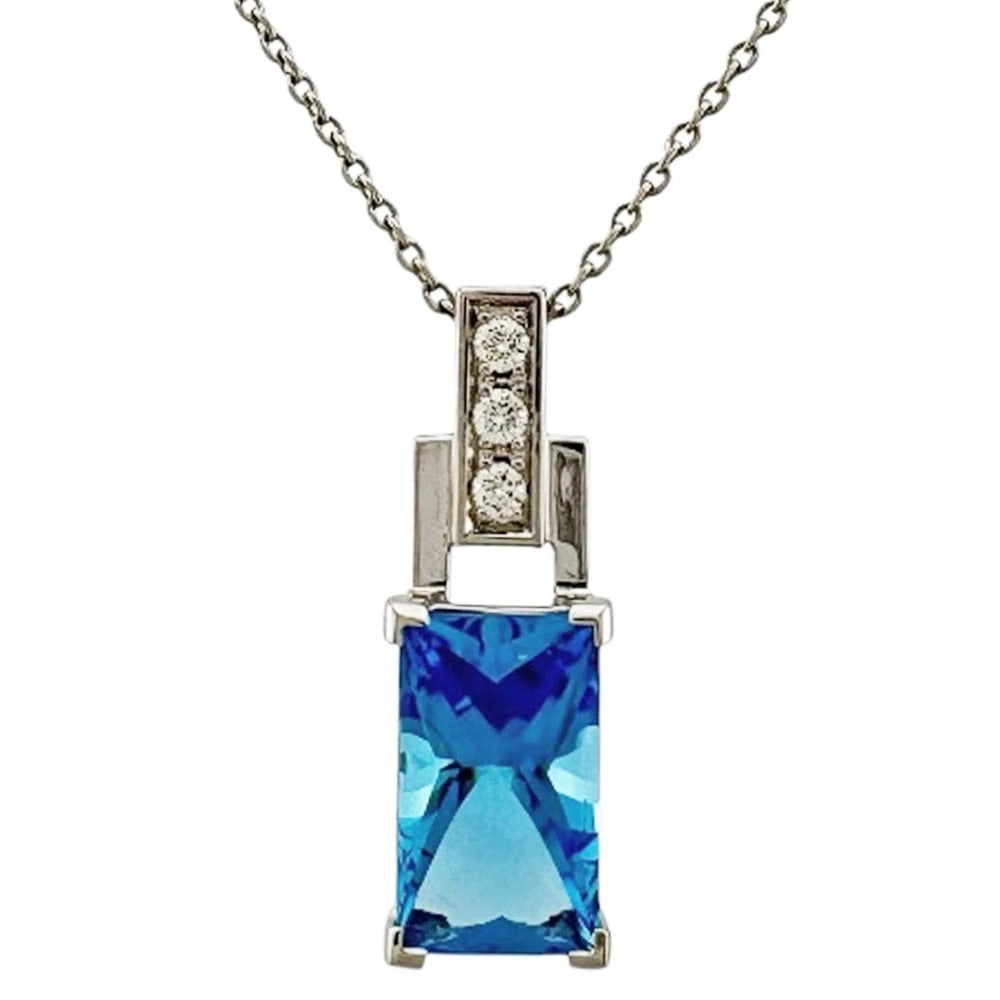 TASAKI NECKLACE K18 WHITE GOLD DIAMOND BLUE TOPAZ (1 of 7)