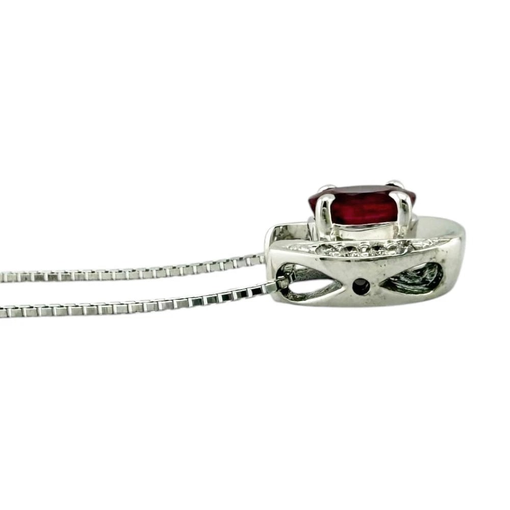NECKLACE K18 WHITE GOLD RUBY DIAMOND - 2