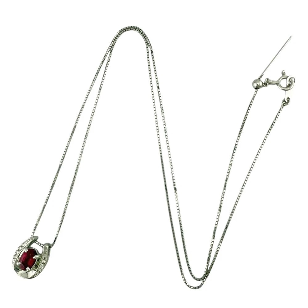 NECKLACE K18 WHITE GOLD RUBY DIAMOND - 5