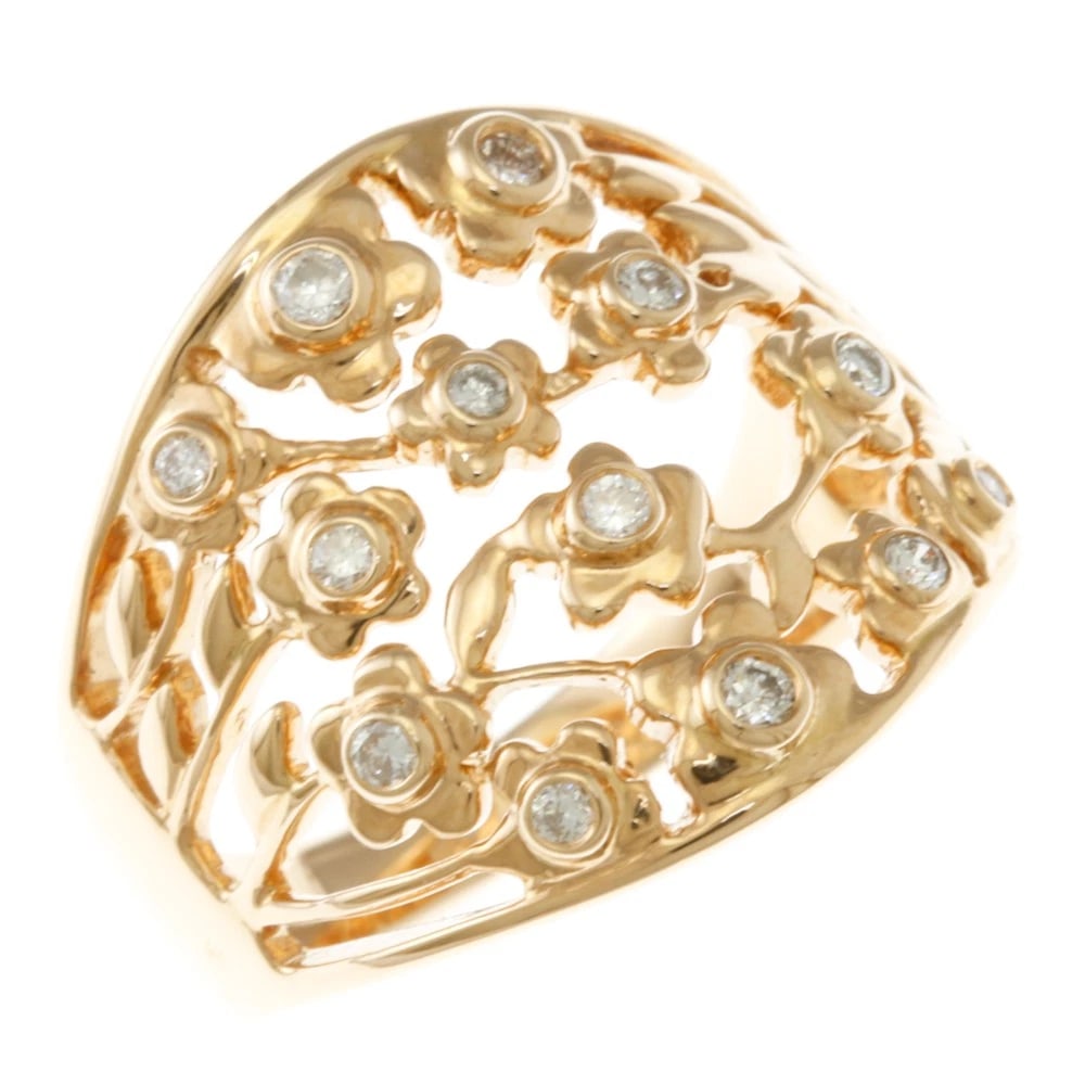 RING K18 PINK GOLD DIAMOND FLOWER (1 of 5)
