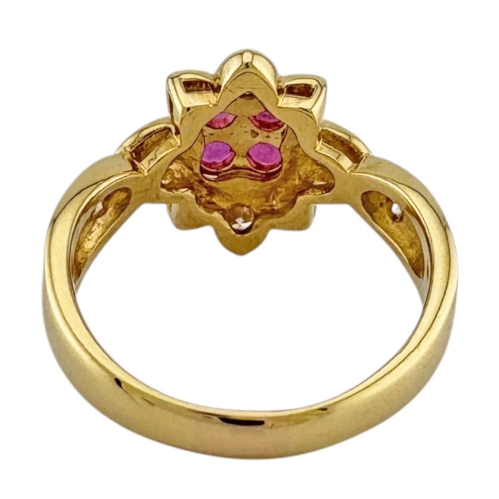 RING K18 YELLOW GOLD RUBY DIAMOND - 3