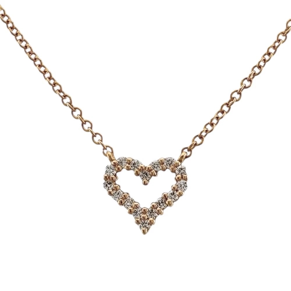 TIFFANY&CO. NECKLACE K18 DIAMOND HEART: TIFFANY&Co. Necklace K18 diamond heart Brand: Tiffany&co. Type: Necklace Material: K18 Pink Gold Main Stone/Creation Natural Color: Pink gold Size: Size(CM) Total Length:41cm Chain width:1.0mm Top