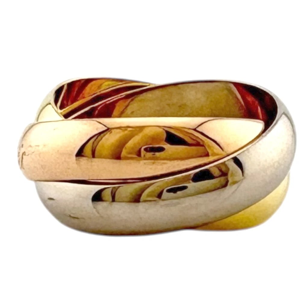 CARTIER RING K18 YELLOW GOLD K18 PINK GOLD: CARTIER Ring K18 yellow gold K18 Pink Gold Brand: CARTIER Type: Ring Material: K18 yellow gold Color: Pink Gold / Silver Size: US 8 3/4 Accessories: None Accessories Notice: When purchasin