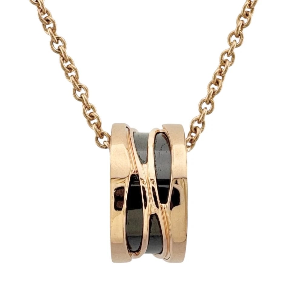 BVLGARI DESIGN LEGEND NECKLACE K18 PINK GOLD B-ZERO.1: BVLGARI design legend Necklace K18 Pink Gold B-zero.1 Brand: BVLGARI Type: Necklace Material: K18 Pink Gold Color: Pink gold Size: Size(CM) Total Length:46cm Chain width:1.5mm AdjUS ter can positi