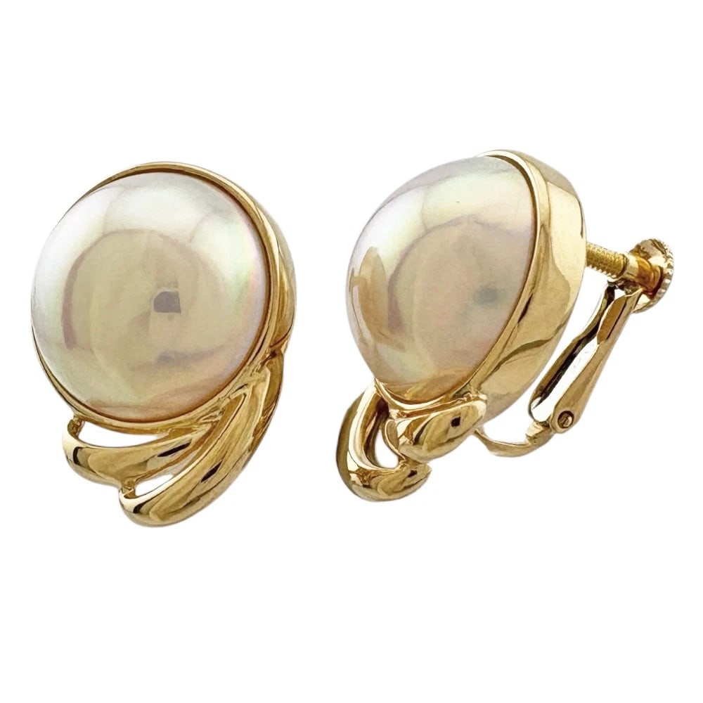 TASAKI EARRING K18 YELLOW GOLD MABE PEARL (1 of 3)