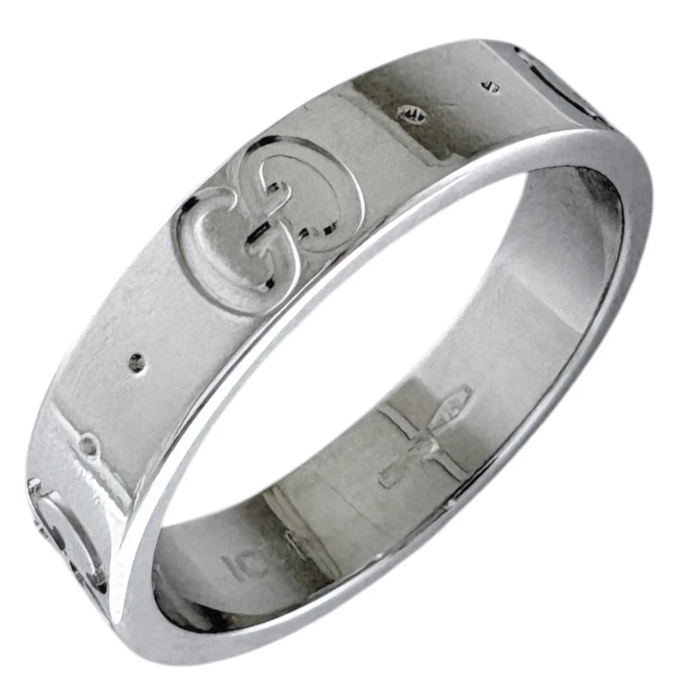 GUCCI RING K18 WHITE GOLD ICON: GUCCI Ring K18 white gold icon Brand: GUCCI Type: Ring Material: K18 white gold Color: Silver Size: US 4 Accessories: None Accessories Notice: When purchasing pre-owned goods, please refer