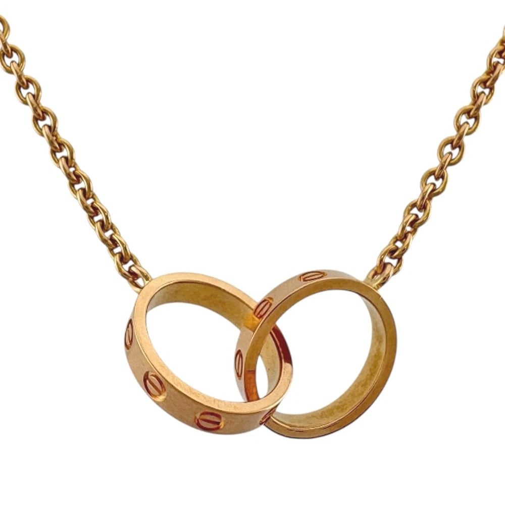 CARTIER NECKLACE K18 PINK GOLD BABY LOVE: CARTIER Necklace K18 Pink Gold Baby love Brand: CARTIER Type: Necklace Material: K18 Pink Gold Color: Pink gold Size: Size(CM) Total Length:44cm Chain width:1.5mm Top:W23.5mm x H9.5mm 
