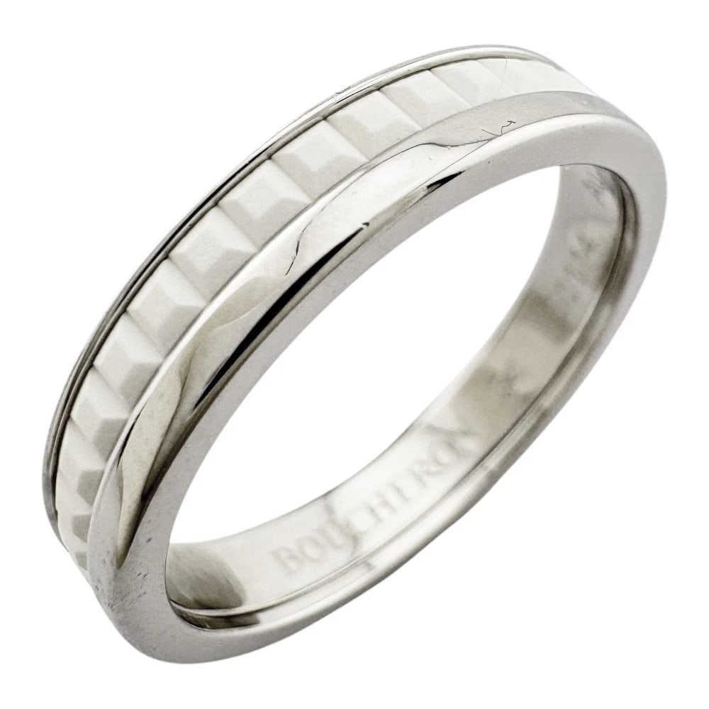 BOUCHERON RING K18 CERAMIC QUATRE DOUBLE WHITE: Boucheron Ring K18 ceramic Quatre Double White Brand: Boucheron Type: Ring Material: K18 white gold Color: Silver Size: US 6 3/4 Accessories: None Accessories Notice: When purchasing