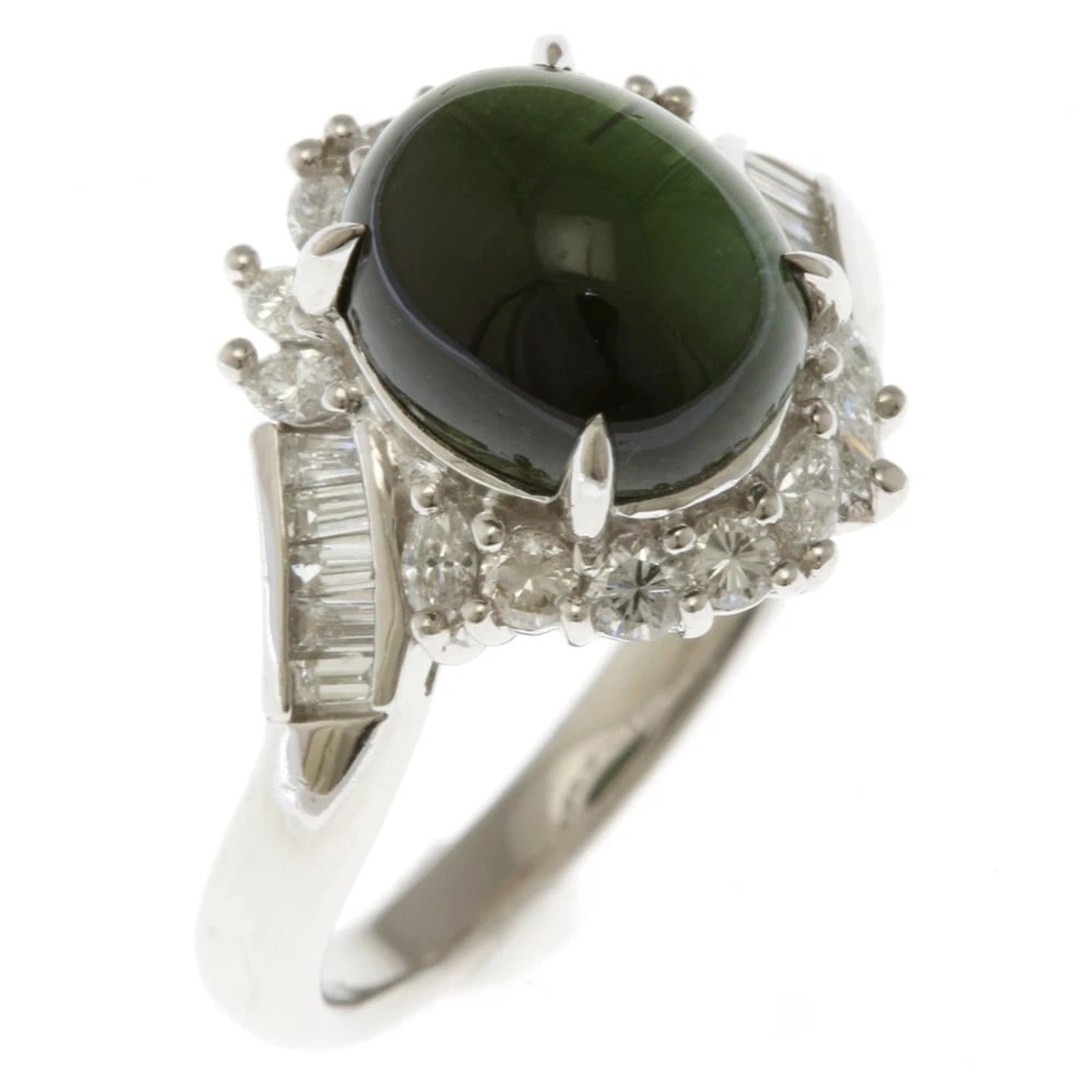 RING PT900PLATINUM TOURMALINE DIAMOND (1 of 5)
