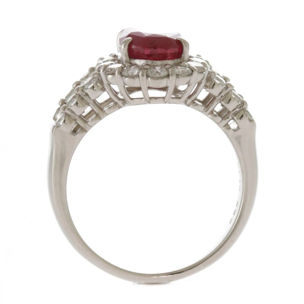 RING PT900PLATINUM RUBY DIAMOND - 7