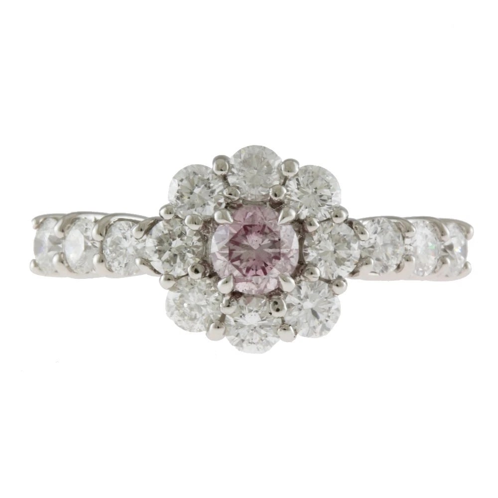 RING PT900: Ring Pt900 Brand: Unbranded Type: Ring Material: Pt900Platinum Main Stone/Creation Pink diamond Color: Silver Size: US 6 1/8 Accessories: None Accessories Notice: When purchasing pre-owned