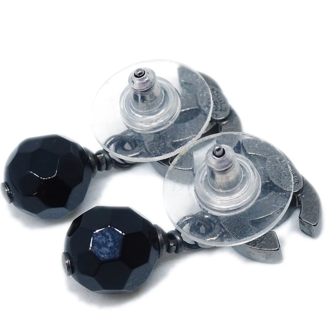 CHANEL DANGLE PIERCED EARRINGS SILVER - 3