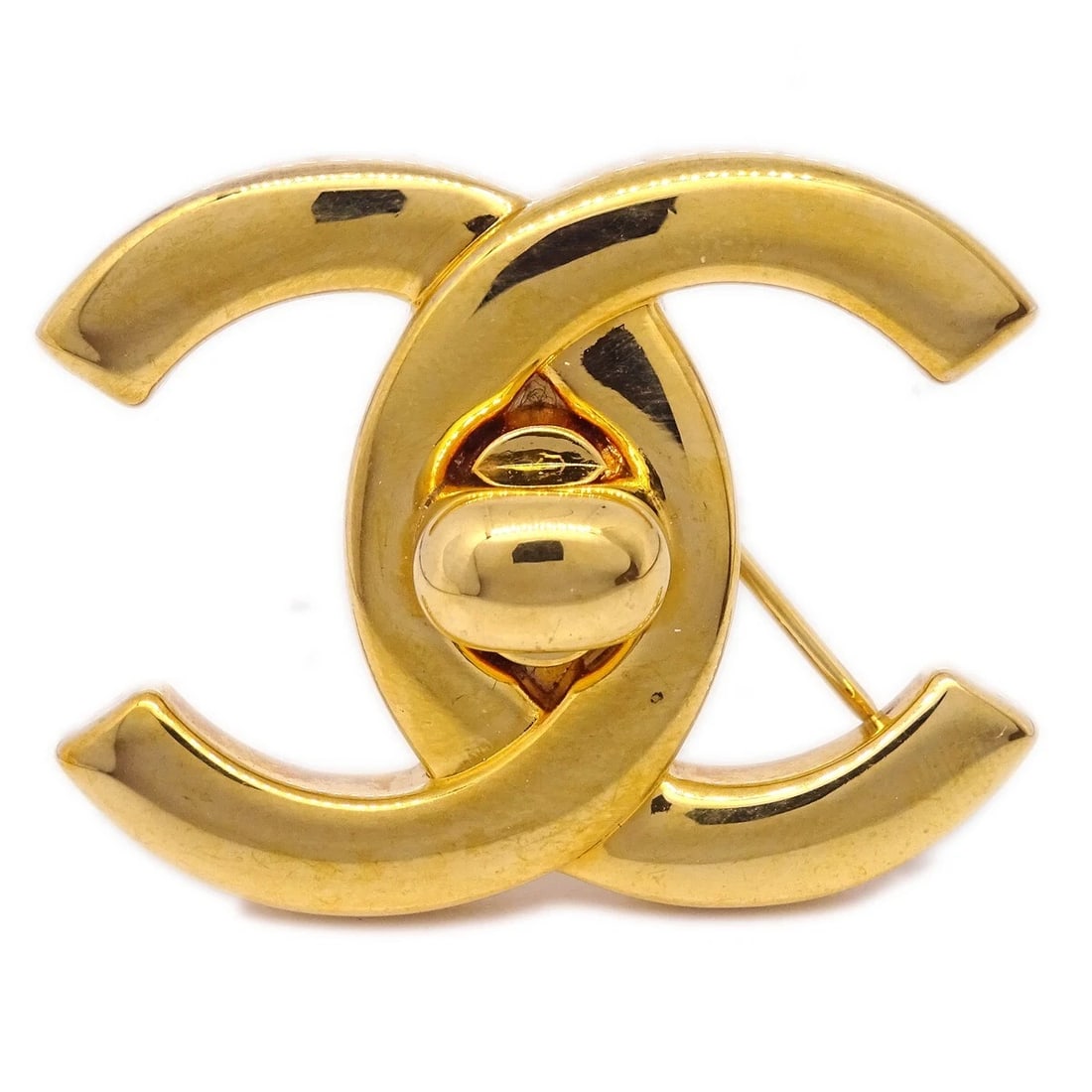CHANEL TURNLOCK BROOCH PIN GOLD (1 of 2)