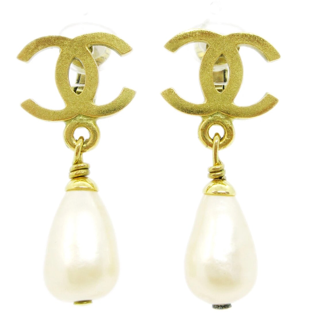 CHANEL ARTIFICIAL PEARL DANGLE EARRINGS CLIP-ON (1 of 3)