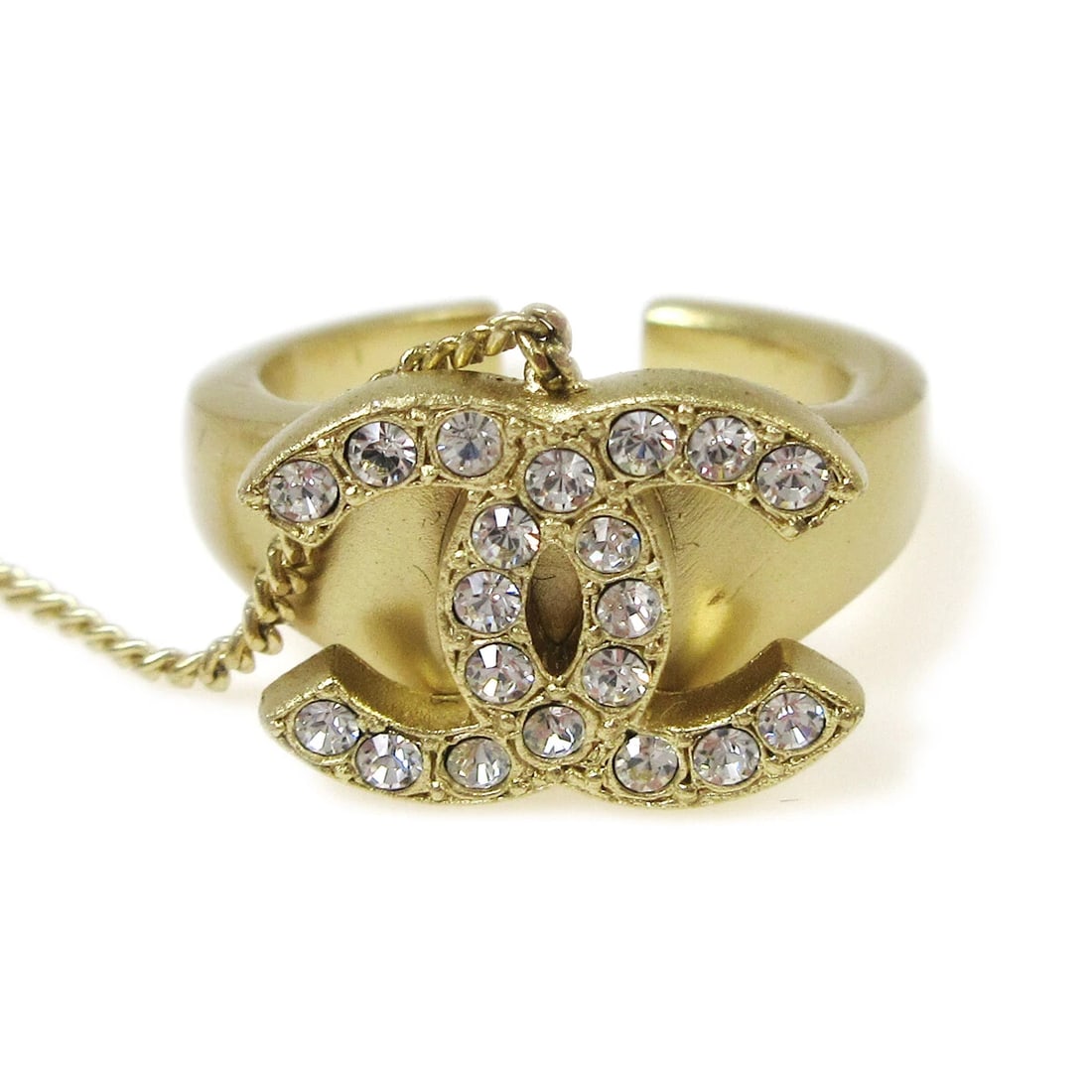 CHANEL RHINESTONE BANGLE CHAIN RING - 3