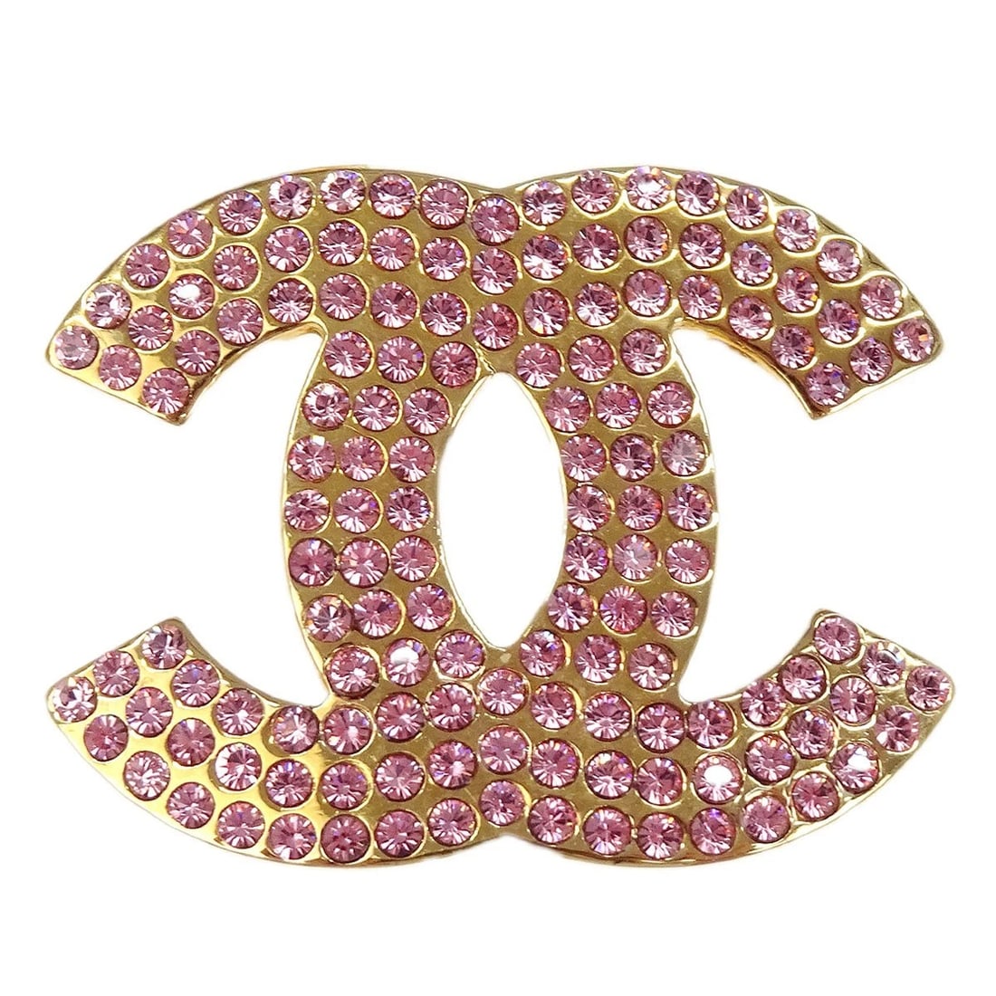 CHANEL CC BROOCH PIN RHINESTONE GOLD: Chanel CC Brooch Pin Rhinestone Gold Brand: CHANEL Type: Brooch Material: Gold plated Rhinestone Color: Gold Size: W 3.6 x H 2.8 cm Accessories: None Accessories Notice: When purchasing